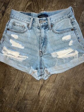 Aeropostale Light Wash Distressed Denim Cutoff Shorts